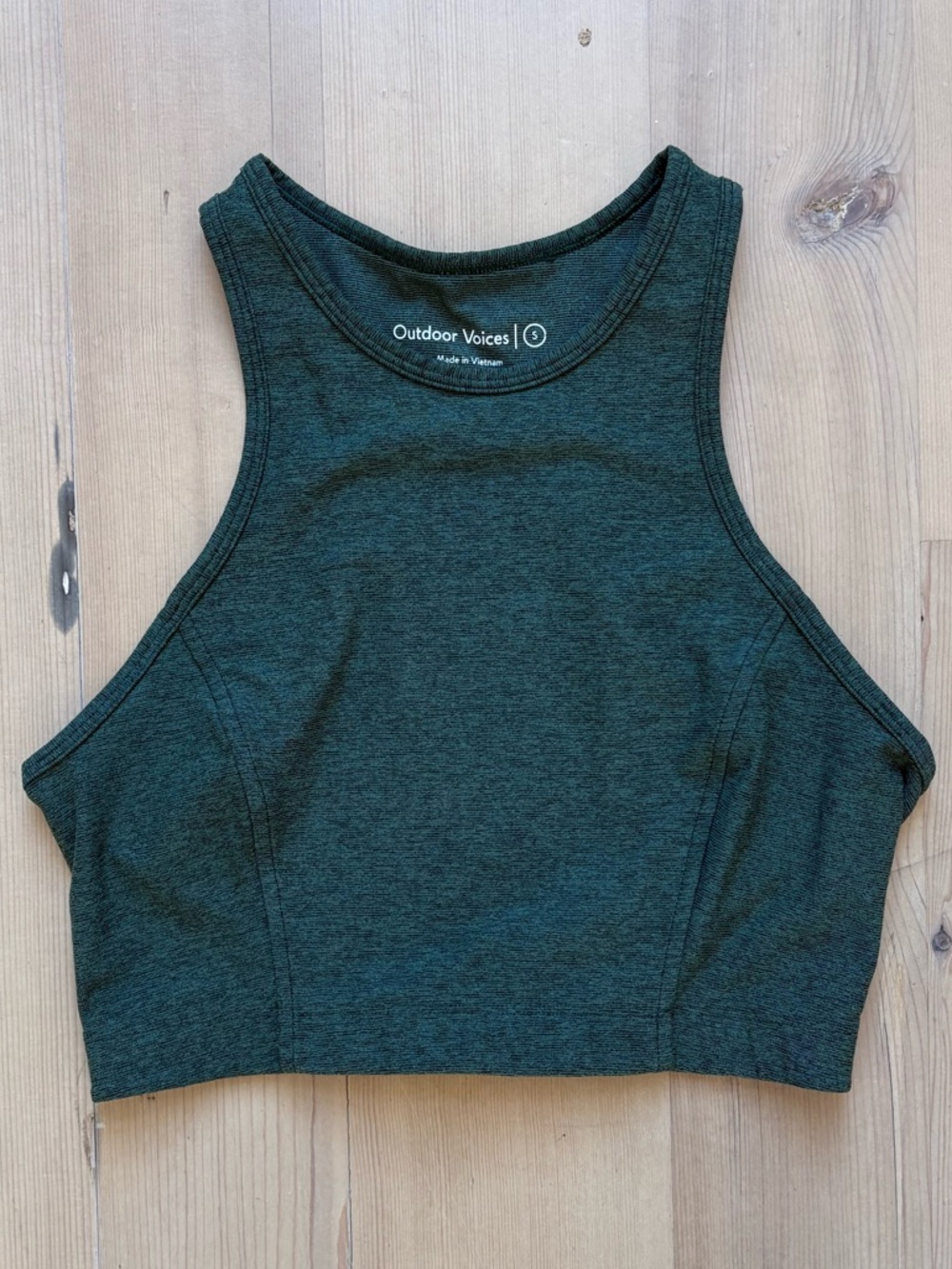Outdoor Voices Dark Green High-Neck Cropped Sports Tank Racer Back - Small